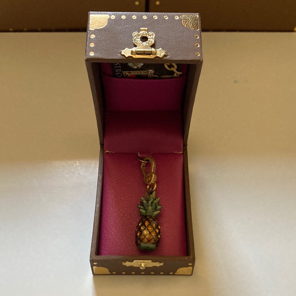 Jay Strongwater Pineapple Charm with Crystal Accents